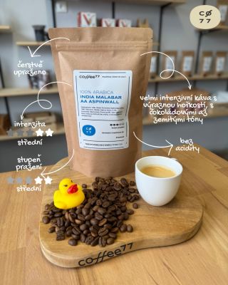 🌏☕ India Malabar AA Aspinwall – káva s příběhem a nezaměnitelnou chutí Velmi intenzivní arabica s výraznou hořkostí,...