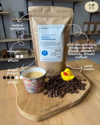 🇲🇽☕ Mexico Esmeralda – plné tělo a sladká dochuť 100% arabica z oblasti Pluma Oaxaca v Mexiku s jemně oříškovou chutí,...